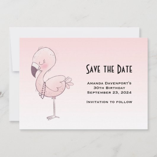 Save The Date Illustration de Flamant rose rose mou (Devant)