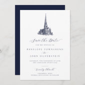 Save The Date Illustration de l'église élégante Mariage officiel (Devant / Derrière)
