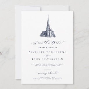 Save The Date Illustration de l'église élégante Mariage officiel