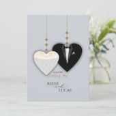 Save The Date Illustration de mariage cœur noir blanc moderne (Debout devant)