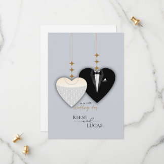 Save The Date Illustration de mariage cœur noir blanc moderne