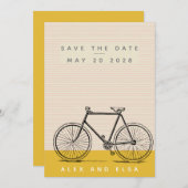 Save The Date Illustration de vélo élégant Blush et Jaune Nom (Devant / Derrière)