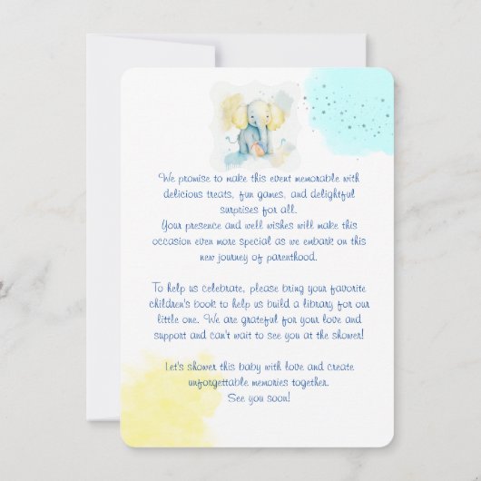 Save The Date Illustration d'éléphant bleu (Dos)