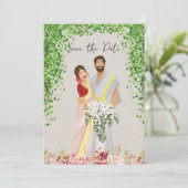 Save The Date Illustration du couple mariage tamoul (Debout devant)