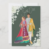 Save The Date Illustration d'un couple de mariages pakistanais (Devant)