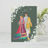 Save The Date Illustration d'un couple de mariages pakistanais (Debout devant)