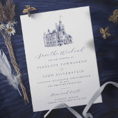 Save The Date Illustration élégante d'un château pour un mariage