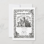 Save The Date Illustration en noir et blanc d'un château médiéva (Devant)