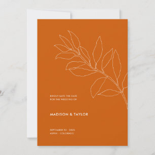 Save The Date Illustration florale botanique moderne en orange b