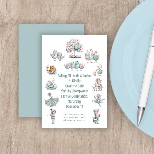 Save The Date Illustration lunaire 12 jours de Noël