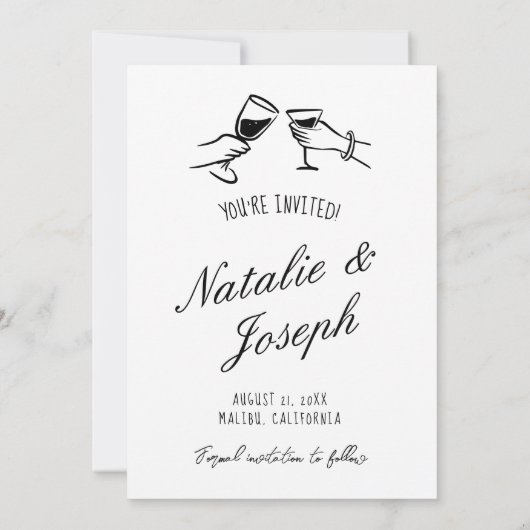 Save The Date Illustration manuscrite tiré mignon Mariage photo (Dos)