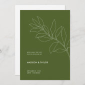 Save The Date Illustration végétale moderne Moss Green (Devant / Derrière)
