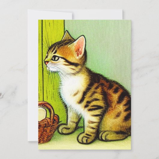 Save The Date Illustration vintage Tabby Cat (Devant)