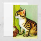 Save The Date Illustration vintage Tabby Cat (Devant / Derrière)