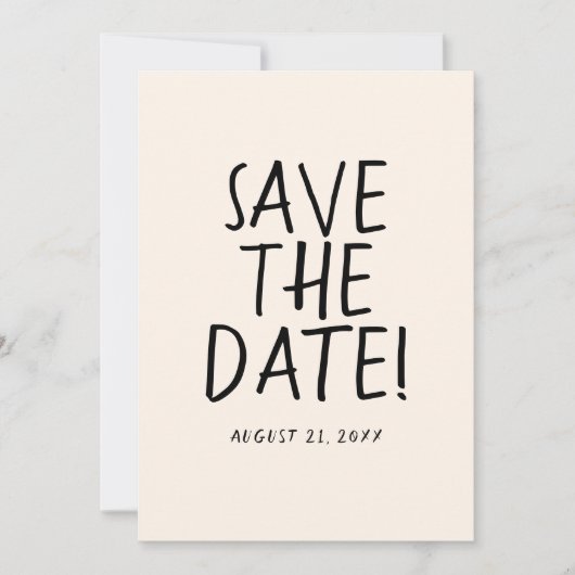Save The Date Illustré manuscrit rétro Quirky Mariage amusant (Devant)