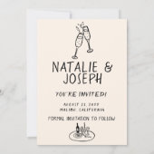 Save The Date Illustré manuscrit rétro Quirky Mariage amusant (Dos)