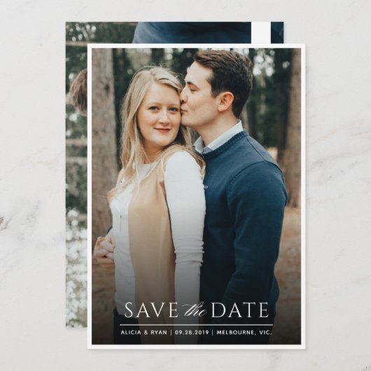 Save The Date Image blanche unique enregistrer la date (Devant / Derrière)