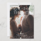 Save The Date Image de couple Texte de script blanc Enregistrer (Devant)