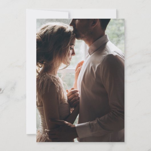 Save The Date Image de couple Texte de script blanc Enregistrer (Dos)