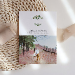 Save The Date Image Florale de Magnolia Blanc Rustique