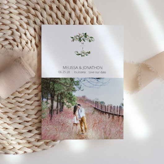 Save The Date Image Florale de Magnolia Blanc Rustique