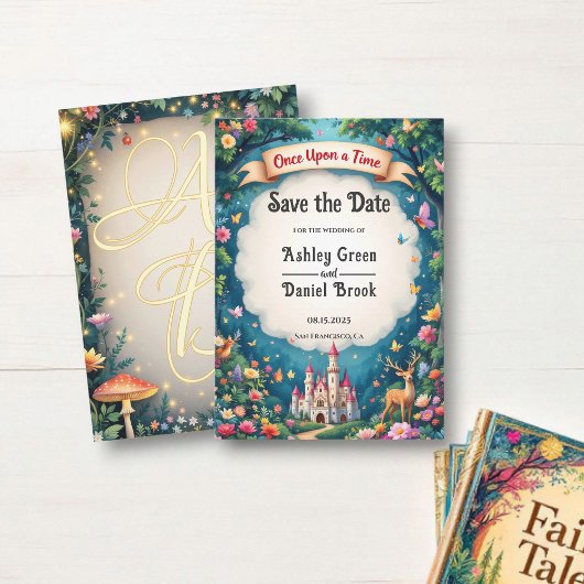 Save The Date Imaginaire Magique Château Woodland Fairytale Mari