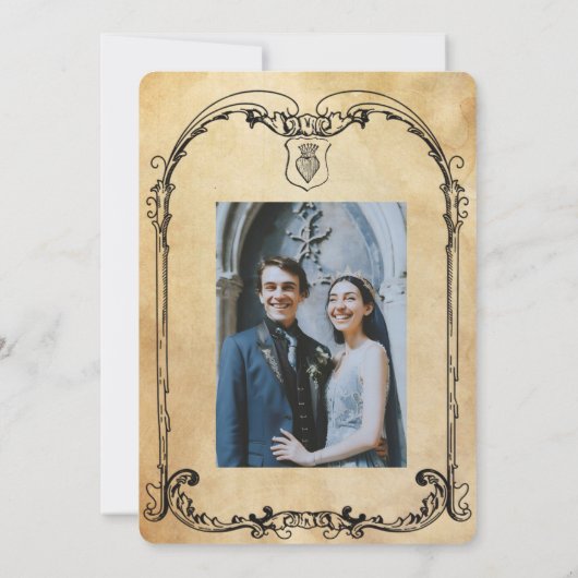 Save The Date Imaginaire médiéval Moyen Age Engraving (Dos)