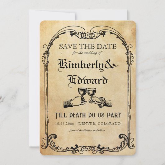 Save The Date Imaginaire médiéval Moyen Age Engraving (Devant)