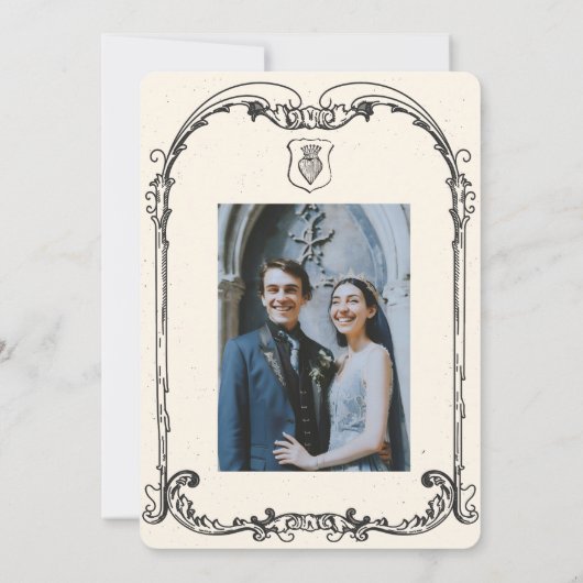 Save The Date Imaginaire médiéval Moyen Age Engraving (Dos)