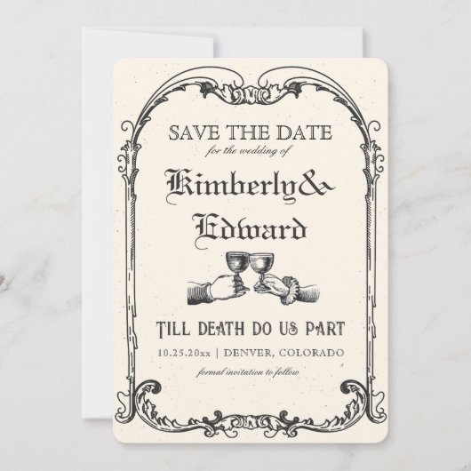 Save The Date Imaginaire médiéval Moyen Age Engraving (Devant)