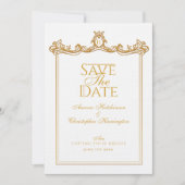 Save The Date Imaginaire médiéval Royal Muse Mariage de prune or (Devant)