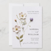 Save The Date Impression élégante Fleurs boho pastel pressées Ma (Devant)