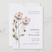 Save The Date Impression élégante Fleurs boho pastel pressées Ma (Devant)