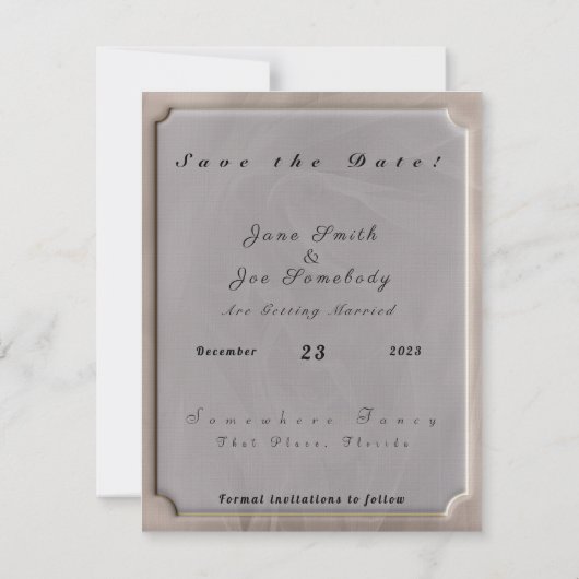 Save The Date Impression texturée de tissu rose - toute couleur (Dos)