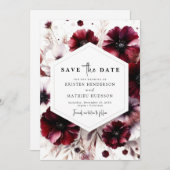 Save The Date Imprimable Elegant Mariage Bourgogne (Devant / Derrière)