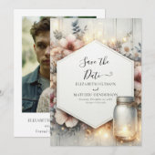 Save The Date Imprimable Rustic Mason Jar Mariage (Devant / Derrière)