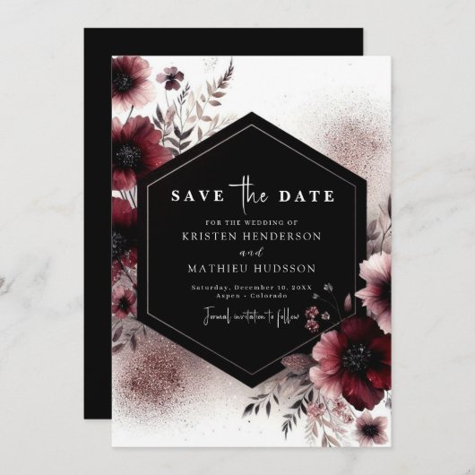 Save The Date Imprimable Rustique Mariage de Bourgogne (Devant / Derrière)