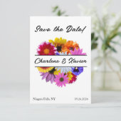 Save The Date In Bloom Wedding - Fleurs rondes divisées (Debout devant)