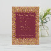 Save The Date Indian elegant floral gold (Debout devant)