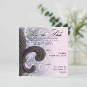 Save The Date indigo/rose "fer fleur de lis" Enregistrer la date (Debout devant)