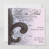 Save The Date indigo/rose "fer fleur de lis" Enregistrer la date (Devant)