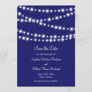 Save The Date Indigo Twinkle Lights sauvez la date