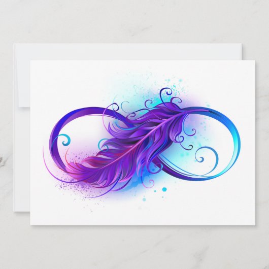 Save The Date Infini avec plume violette (Devant)