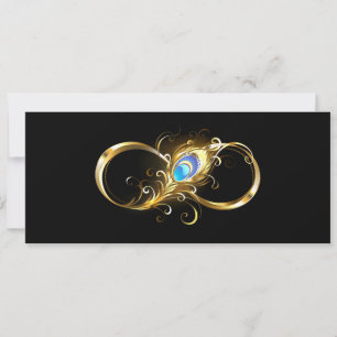 Save The Date Infinité avec plume de paon doré