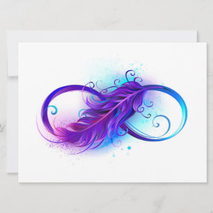 Save The Date Infinité avec plumes violettes