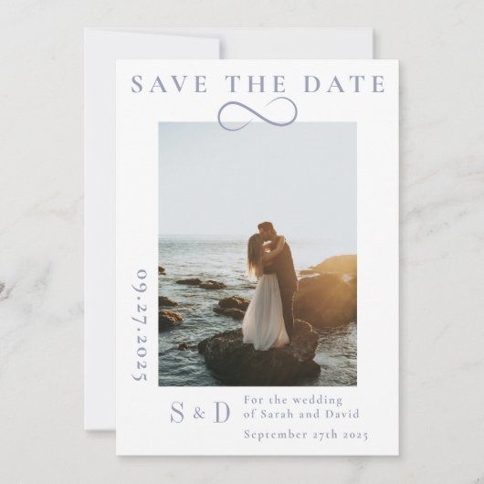 Save The Date Infinity Minimalist Poudre Bleu Enregistrer la dat (Devant)