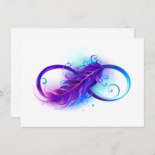 Save The Date Infinity with purple feather (Devant / Derrière)
