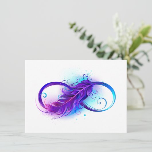 Save The Date Infinity with purple feather (Debout devant)