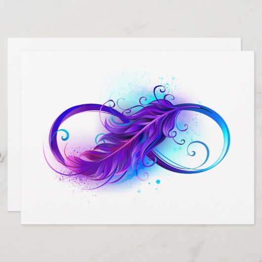 Save The Date Infinity with purple feather (Devant / Derrière)