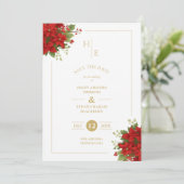 Save The Date Initiales Chic Bouquets Floraux de Noël Photo (Debout devant)